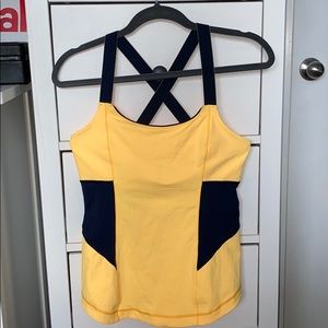 Yellow & Navy Criss cross Lululemon tank